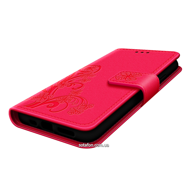 Шкіряний чохол-книжка Four-leaf Clover з візитницею для iPhone 11 Pro Малиновий 0088576238p фото | SOTAFON