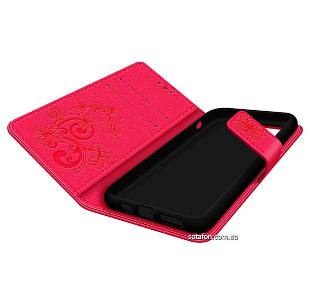 Шкіряний чохол-книжка Four-leaf Clover з візитницею для iPhone 11 Pro Малиновий 0088576238p фото | SOTAFON