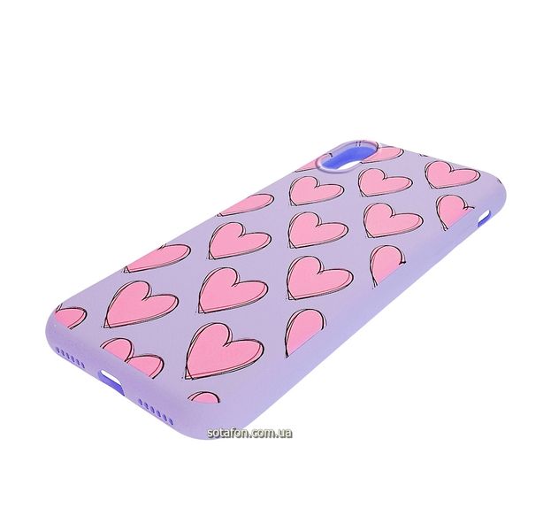 Чохол-накладка TPU Liquid Silicone Cover для iPhone X / Xs (Багато сердець бузковий) 1012560 фото