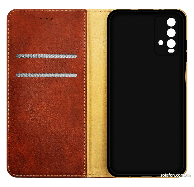 Шкіряний чохол-книжка Magnetic Book Cover Leather для Xiaomi Redmi Note 9 4G Коричневий 0088576202p фото