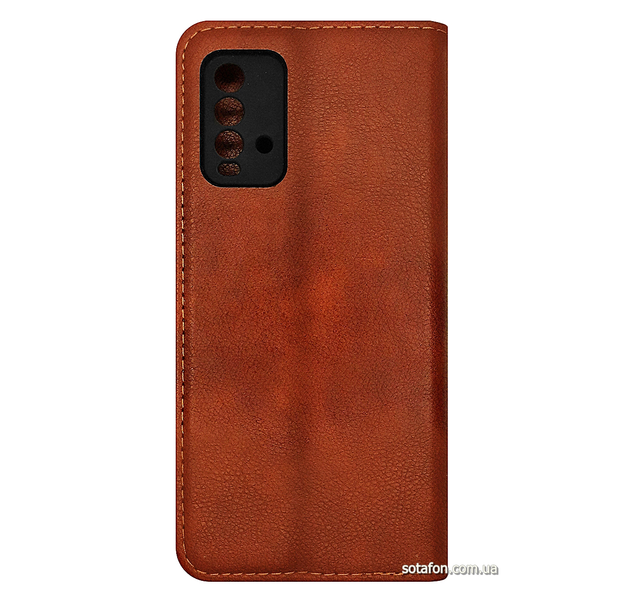 Шкіряний чохол-книжка Magnetic Book Cover Leather для Xiaomi Redmi Note 9 4G Коричневий 0088576202p фото