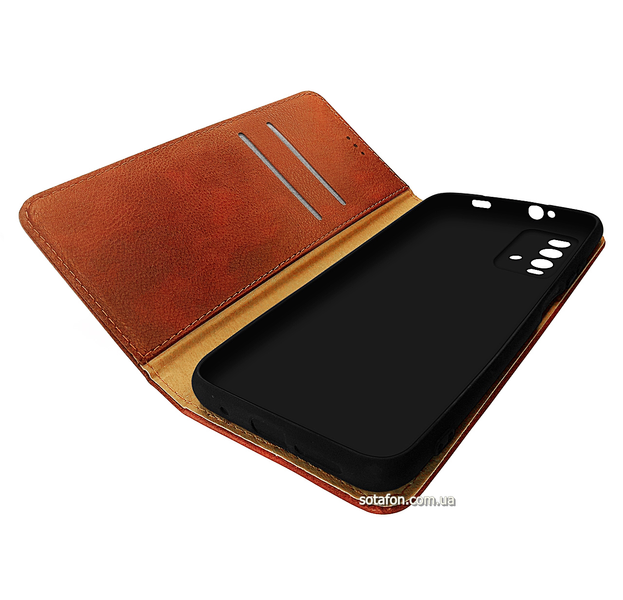 Шкіряний чохол-книжка Magnetic Book Cover Leather для Xiaomi Redmi Note 9 4G Коричневий 0088576202p фото