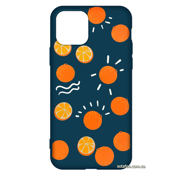 Чохол-накладка TPU Liquid Silicone Cover для iPhone 11 Pro (Апельсин синій) 1012540 фото