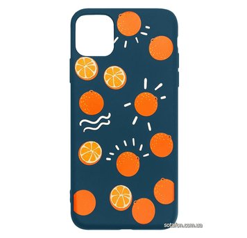 Чохол-накладка TPU Liquid Silicone Cover для iPhone 11 Pro Max (Апельсин синій) 1012541 фото