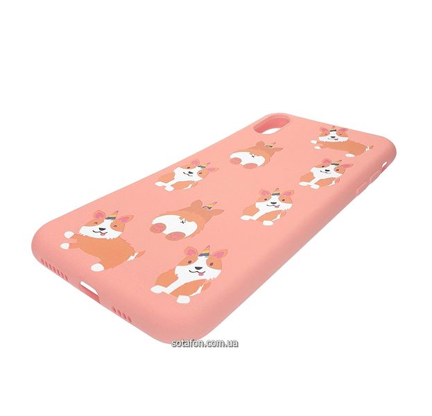 Чехол-накладка TPU Liquid Silicone Cover для iPhone Xs Max (Корги розовый) 1012543 фото