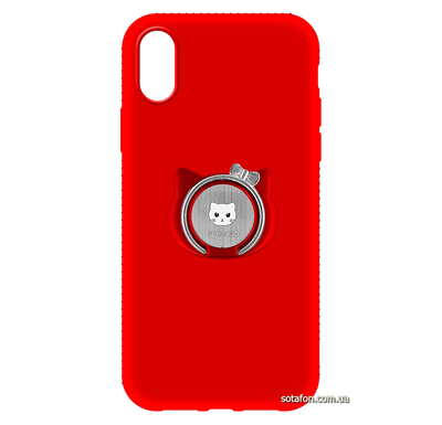 Чохол-накладка TPU SHENGO Soft-touch holder зі стразами для iPhone X / Xs Червоний 0088576215p фото