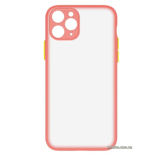 Чехол-накладка TPU+PC Shadow Matte Case New для iPhone 11 Pro Светло-розовый / Желтый 1012547 фото