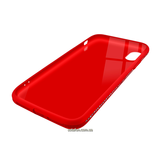 Чохол-накладка TPU SHENGO Soft-touch holder зі стразами для iPhone X / Xs Червоний 0088576215p фото