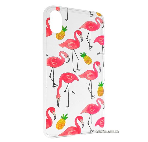 Чехол-накладка TPU Lovely Case Young Style для iPhone X / Xs (Фламинго) 1012544 фото