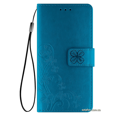 Кожаный чехол-книжка Four-leaf Clover с визитницей для iPhone 11 Pro Синий 0088576224p фото