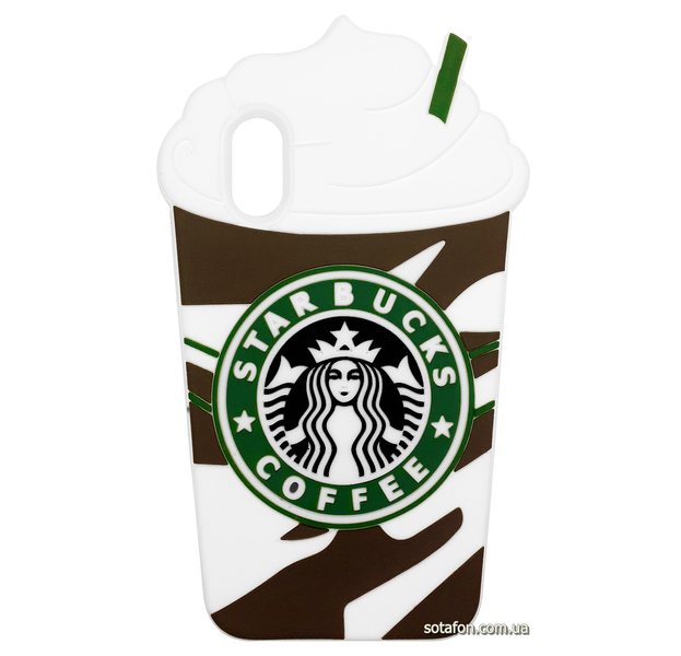 Чехол-накладка TPU 3D Starbucks Coffee Case для iPhone X / Xs Белый / Коричневый 0088576178p фото